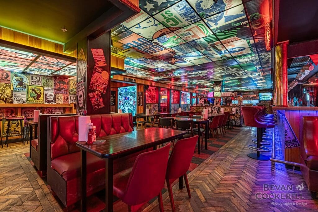 Dark yet bright Restaurant Interior Photography by Bevan Cockerill - MEATliquor